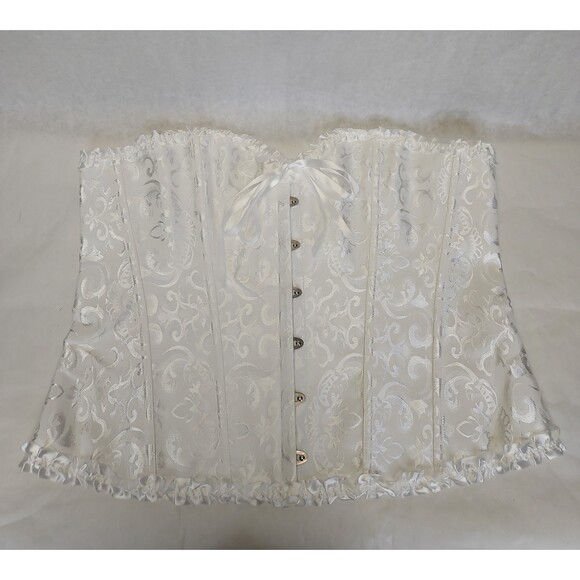 Unbranded Other - Corset Over Bust Lace Up Bustier US 20-22 6X White Paisley Costume Sexy Lingerie